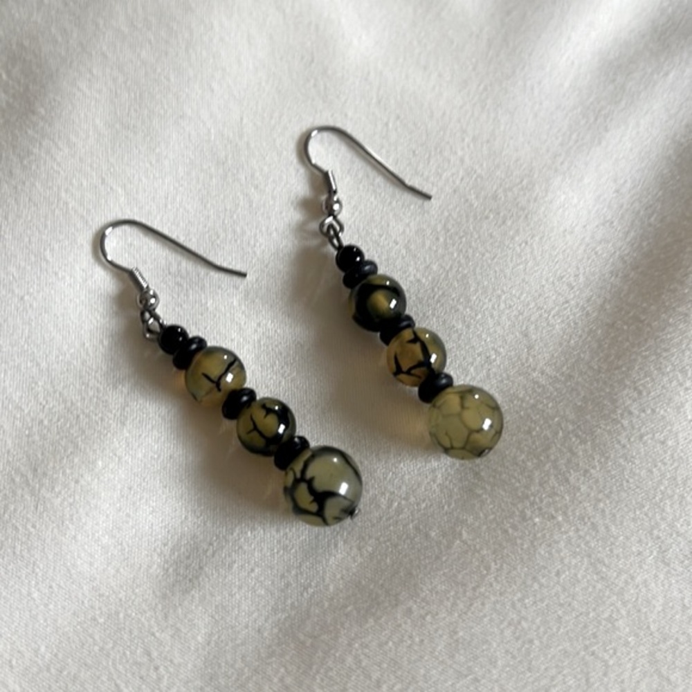 NEW/NWOT • Moss Agate Drop Earrings 💎